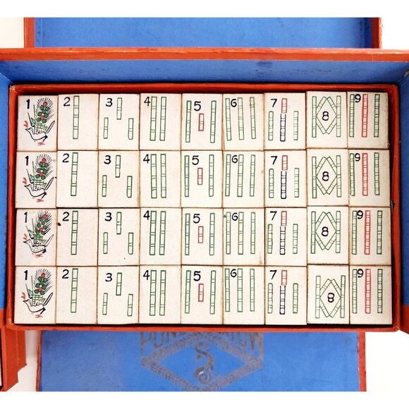 1923 Pung Chow Early Mah Jong Tile Game Complete Antique Educator Set BRDGMS - Picture 7 of 9